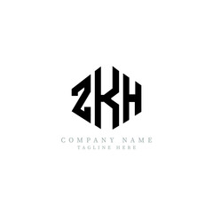 ZKH letter logo design with polygon shape. ZKH polygon logo monogram. ZKH cube logo design. ZKH hexagon vector logo template white and black colors. ZKH monogram, ZKH business and real estate logo. 
