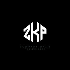 ZKP letter logo design with polygon shape. ZKP polygon logo monogram. ZKP cube logo design. ZKP hexagon vector logo template white and black colors. ZKP monogram, ZKP business and real estate logo. 