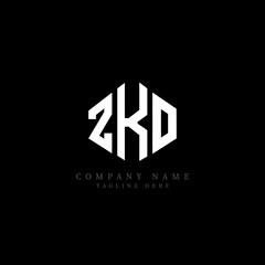 ZKO letter logo design with polygon shape. ZKO polygon logo monogram. ZKO cube logo design. ZKO hexagon vector logo template white and black colors. ZKO monogram, ZKO business and real estate logo. 