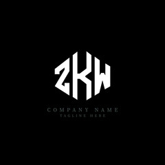 ZKW letter logo design with polygon shape. ZKW polygon logo monogram. ZKW cube logo design. ZKW hexagon vector logo template white and black colors. ZKW monogram, ZKW business and real estate logo.  