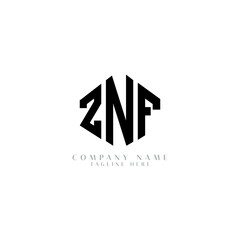 ZNF letter logo design with polygon shape. ZNF polygon logo monogram. ZNF cube logo design. ZNF hexagon vector logo template white and black colors. ZNF monogram, ZNF business and real estate logo. 