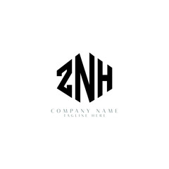 ZNH letter logo design with polygon shape. ZNH polygon logo monogram. ZNH cube logo design. ZNH hexagon vector logo template white and black colors. ZNH monogram, ZNH business and real estate logo. 