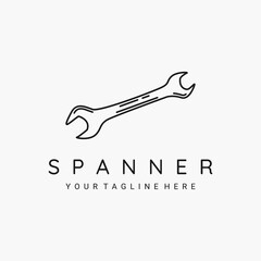 Spanner line art minimalist logo vector illustration design
