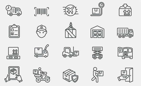 Lineo Editable Stroke - Logistics and Shipping line icons stock illustration , Icon, Freight Transportation, Distribution Warehouse, Delivering stock illustration
France, Thailand, Direction