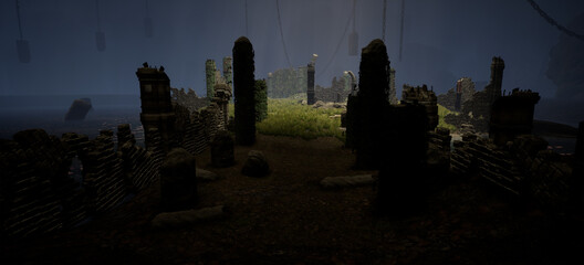 A fantasy based level design concept that centers around a old temple that has disintegrated due to the passage of time and nature in its finest form.  © Declan Hillman