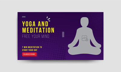 video thumbnail for yoga, or meditation channel and web banner template. Thumbnails for social media