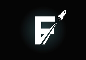 Initial F monogram letter alphabet with a Rocket logo design. Rocket icon. Font emblem. Modern vector logotype for business and company identity.