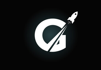 Initial G monogram letter alphabet with a Rocket logo design. Rocket icon. Font emblem. Modern vector logotype for business and company identity.