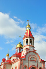 Orenburg, Russia: Gilded dome of the Christian Orthodox Church in the summer 