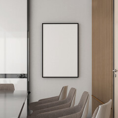 Mock up frame in meeting room ,Interior modern style,Mockup poster,3d rendering,3d illustration