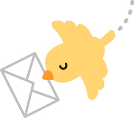 手紙を咥えて飛ぶ黄色い小鳥