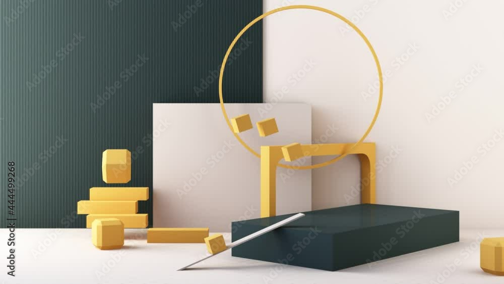 Poster minimal abstract geometric background with direct sunlight in shades of green and yellow. showcase s