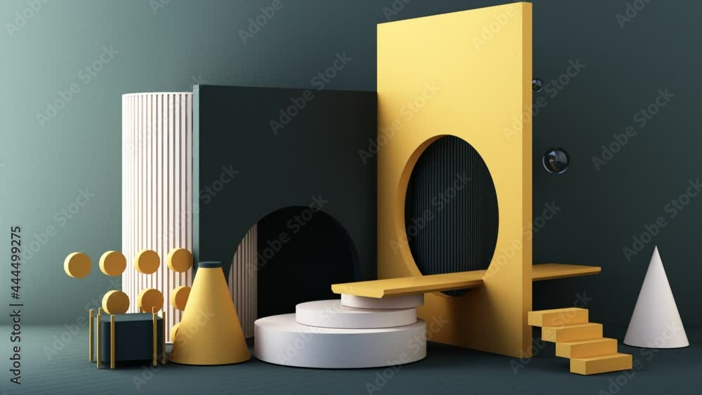 Poster minimal abstract geometric background with direct sunlight in shades of green and yellow. showcase s