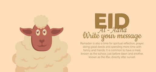 Eid Al Adha Celebration of Muslim holiday the sacrifice a camel, sheep and goat. Can used for landing page, template, ui, web, mobile app, poster, banner, flyer, background.