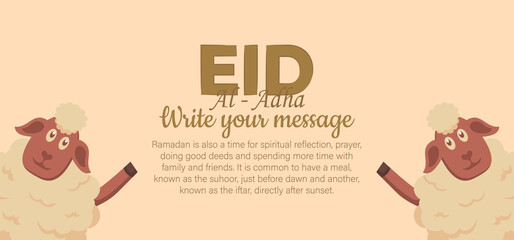 Eid Al Adha Celebration of Muslim holiday the sacrifice a camel, sheep and goat. Can used for landing page, template, ui, web, mobile app, poster, banner, flyer, background.