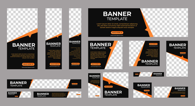 Set of Corporate Business web banners with standard size and place for images. Vertical, horizontal and square template. Vector illustration	
