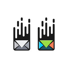 Moving modern letter icon, envelope symbol vector in two different color styles