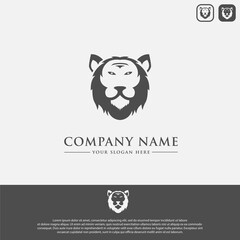 black and white lion logo design template, suitable for sports logo icons