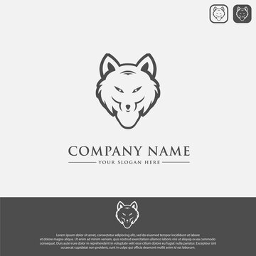 black and white wolf logo design template, suitable for sports logo icons