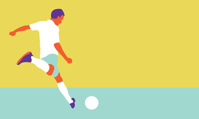 Football soccer player in action isolated background. Flat vector illustration.