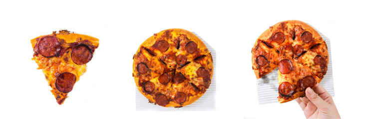 Pepperoni Pizza isolated on white background.