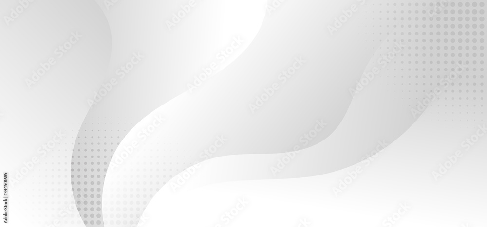 Poster abstract white and gray wave dynamic layered background with halftone effect