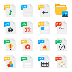 Pack of File Formats Flat Icons 