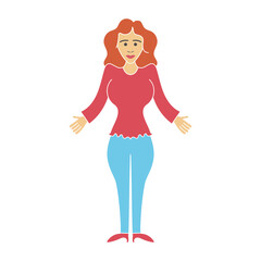 female character hand drawn element design vector. clipart cartoon illustration