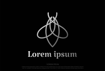 Simple Minimalist Butterfly line Line Outline Monogram Logo Design Vector