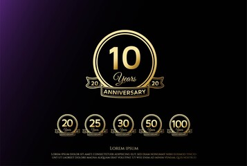 Elegant Luxury 10 20 25 30 50 75 100 Years Anniversary Logo Design Vector