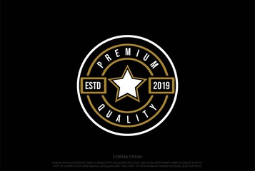 Simple Minimalist Star Premium Quality Stamp Seal Logo Design Vector