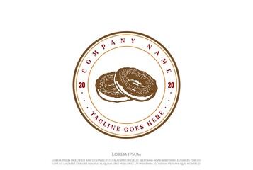 Vintage Retro Donuts Bakery Label Stamp Logo Design Vector