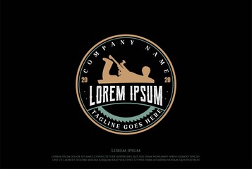 Retro Vintage Woodworking Wood Fore Jack Plane Circular Blade Sawmill Logo Design Vector