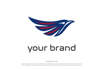 Simple Minimalist Eagle Hawk Falcon Bird Head for Sport Apparel Logo Design Vector