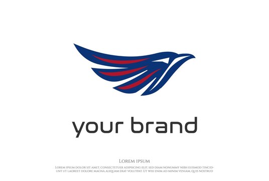 Simple Minimalist Eagle Hawk Falcon Bird Head for Sport Apparel Logo Design Vector