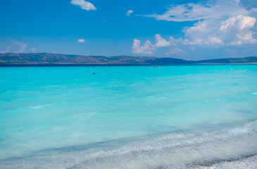 Lake Salda with its turquoise and white sands, burdur, turkey,
