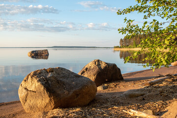 Sandy beaches of Lake Onega in the Republic of Karelia