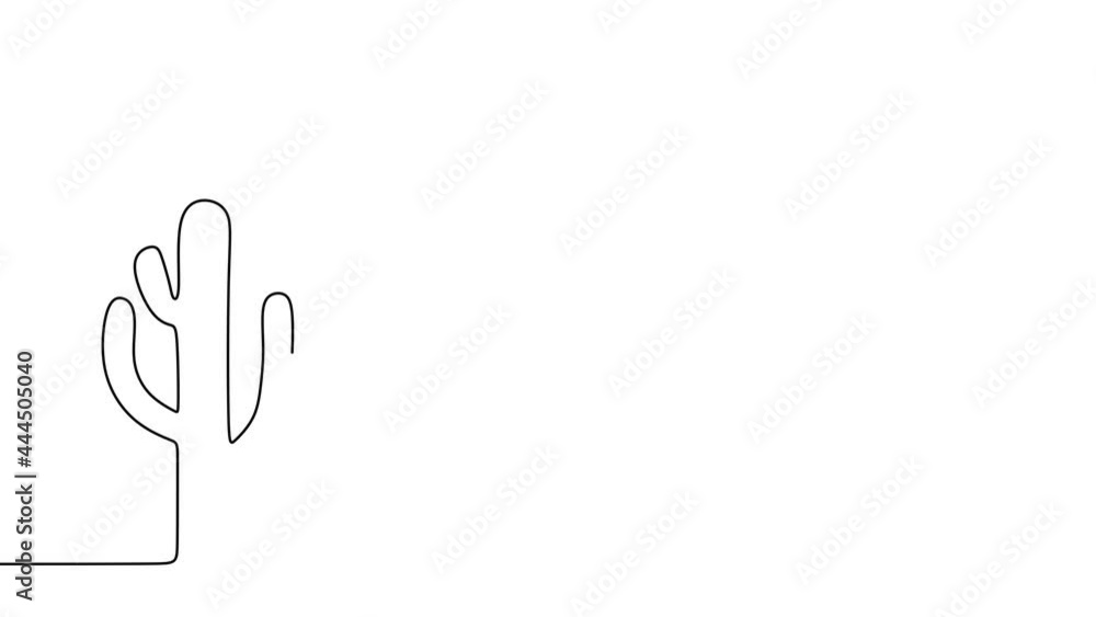 Poster continuous drawing line art of cactus tree with black line and white background. one line