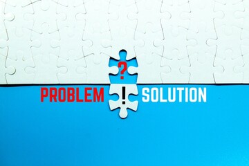 white puzzle with problem and SOLUTION words