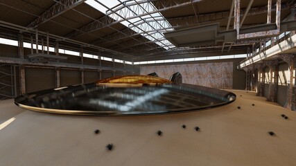 ufo at abandoned hangar © Hirzan