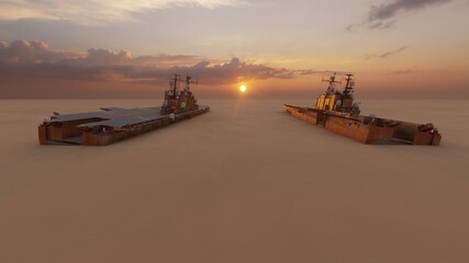 ship at desert
