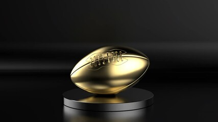 golden rugby ball on black background