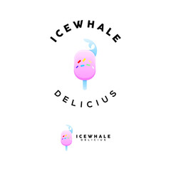 ice whale colorful logo design ilustration