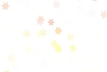 Light Orange vector background with beautiful snowflakes, stars.