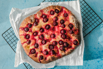 Summer Flatbread - foccacia with cherry