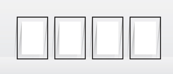 four blank vertically black frame oriented 3d illustration