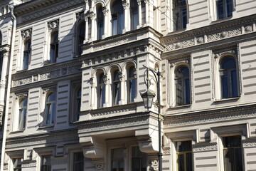 details of the facade of the building, the old town, the history of architecture