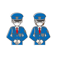 Fototapeta premium 警備員のマスク姿のお辞儀イラスト