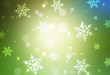 Fototapeta na wymiar Light Green, Yellow vector pattern in Christmas style.