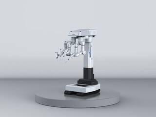 surgery robot on grey background